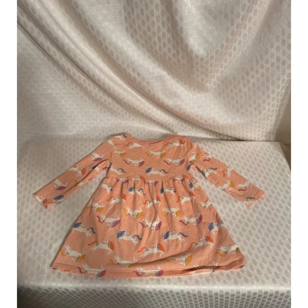 Old Navy Unicorn 3/4 Sleeve Long Blouse Size 2T Coral Color